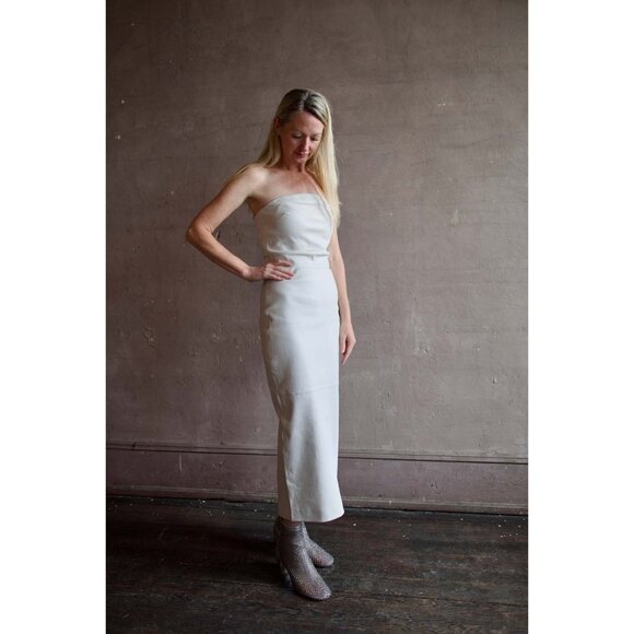 SPRWMN Tube Dress in Sky Small New Womens Suede Leather Blue - Picture 10 of 13